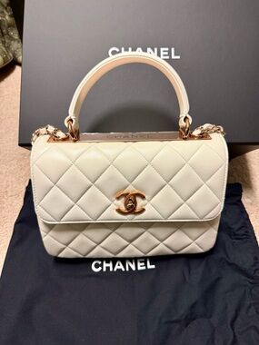 Chanel Trendy Small, White Lambskin with Rose Gold Hardware